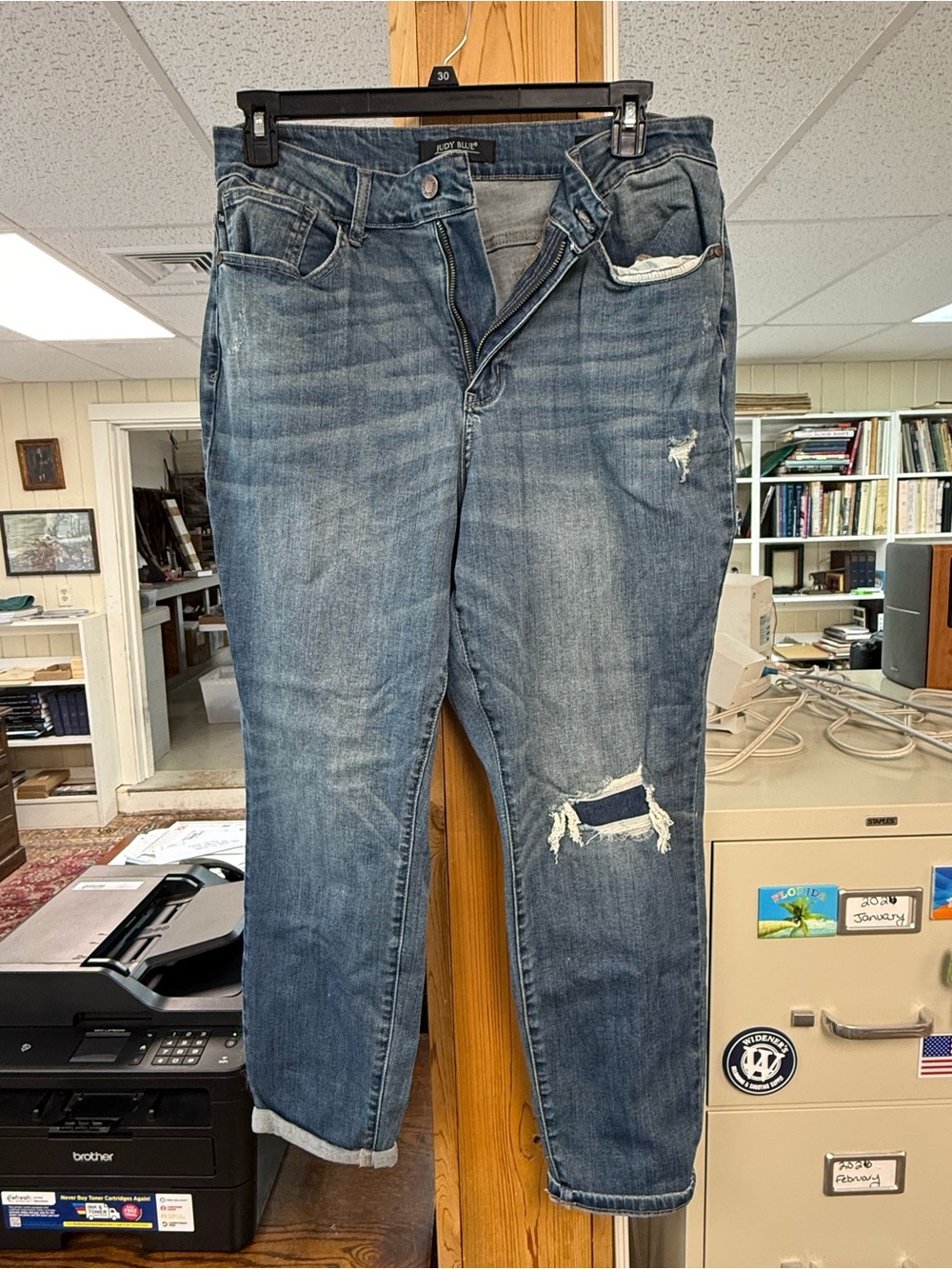 Judy Blue JB88317 Women’s Dark Wash Knee Patch Boyfriend Jeans SZ 16W